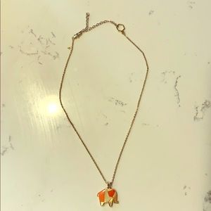 Gold and coral elephant necklace